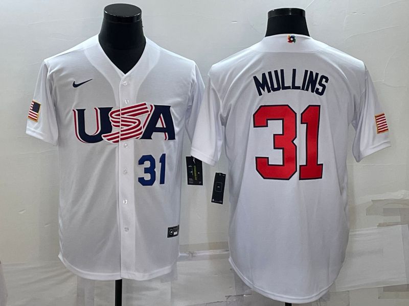 Men 2023 World Cub USA #31 Mullins White Nike MLB Jersey->more jerseys->MLB Jersey